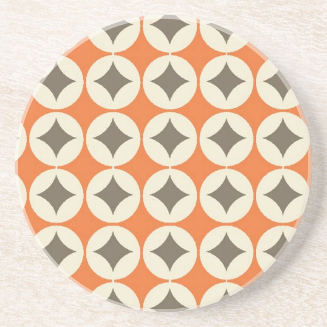 Retro Orange Pattern Coaster (Front)