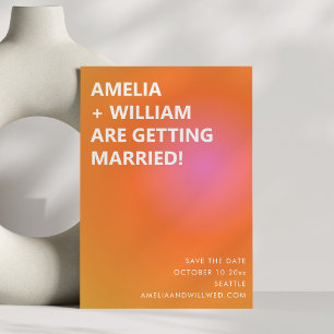 Retro Orange Pink Bold Gradient Modern Wedding  Save The Date