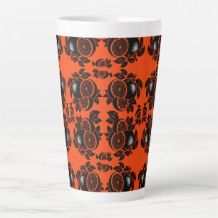 Retro Orange Slice Pattern Latte Mug