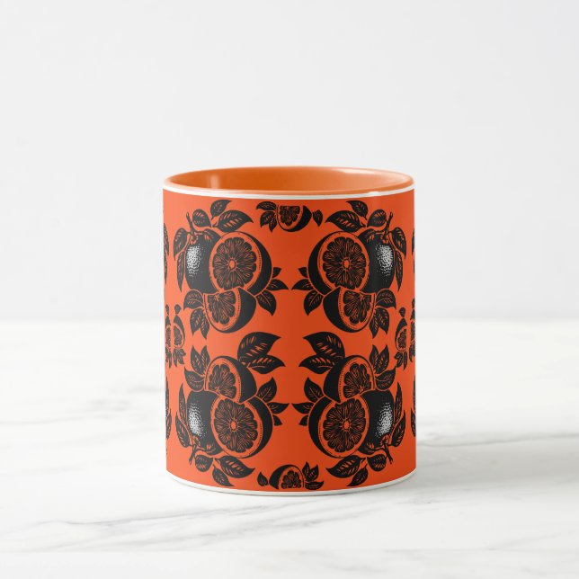Retro Orange Slice Pattern Mug (Center)