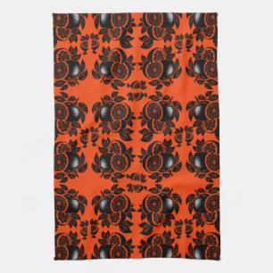Retro Orange Slice Pattern Tea Towel