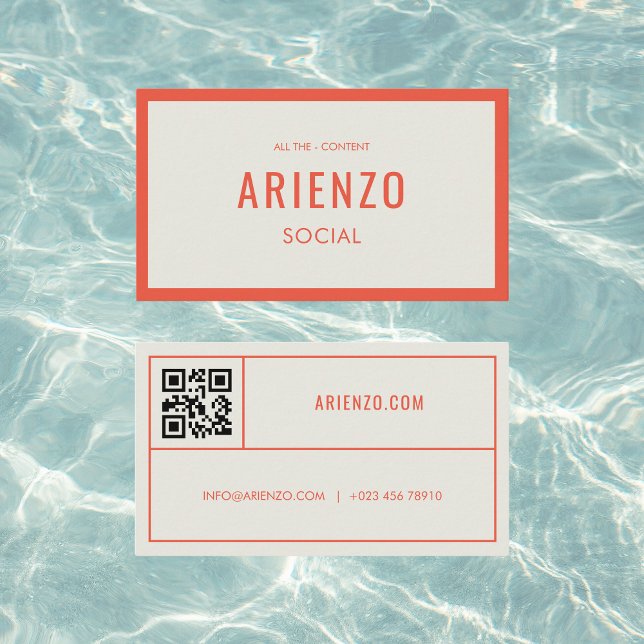 Retro Orange Social Media Business Card QR Code  (Creator Uploaded)