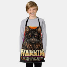 Retro Orange Sunset Maine Coon Warning Badge