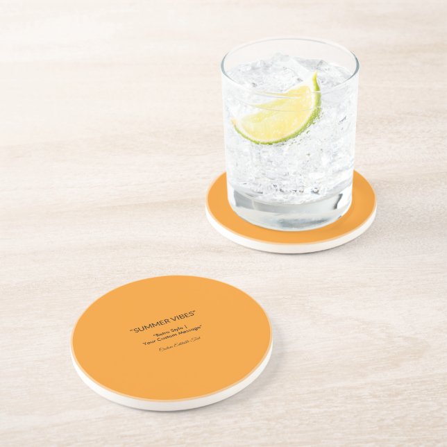 Retro Orange Texture – Summer Vibes Art Coaster (Side)