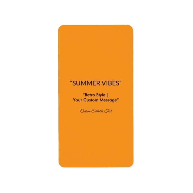 Retro Orange Texture – Summer Vibes Art Label (Front)