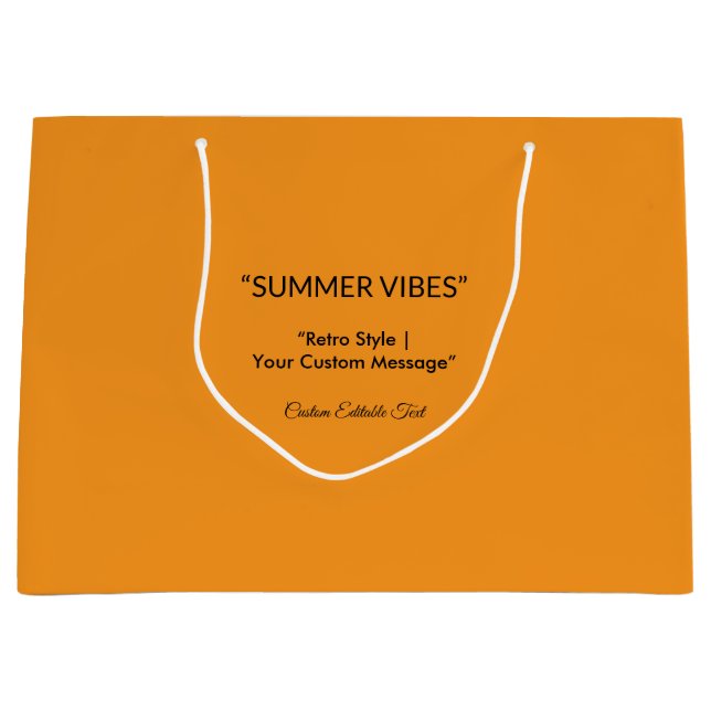 Retro Orange Texture – Summer Vibes Art Large Gift Bag (Front)