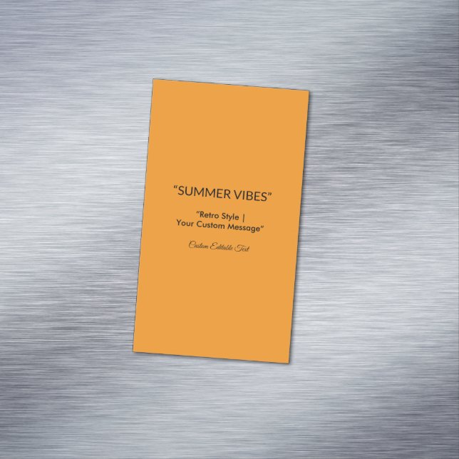 Retro Orange Texture – Summer Vibes Art Magnetic Business Card (In Situ)