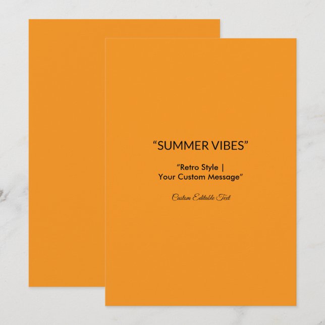 Retro Orange Texture – Summer Vibes Art Save The Date (Front/Back)