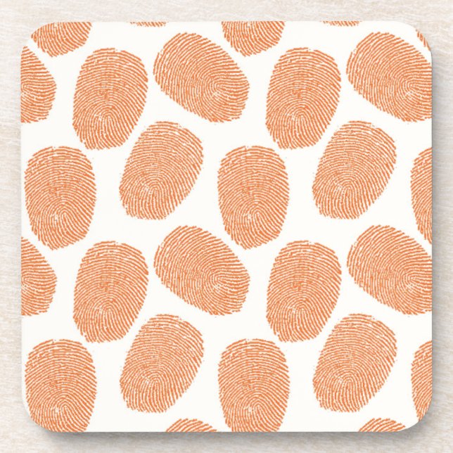 Retro Orange Thumbprint Pattern Coaster (Front)