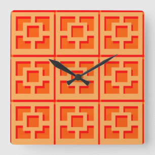 Retro Orange Trellis Acrylic Wall Clock