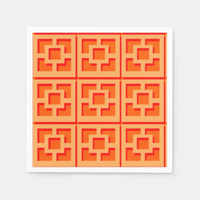 Retro Orange Trellis Paper Napkin (Front)