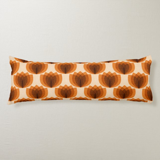 Retro orange tulip flowers body cushion (Front)