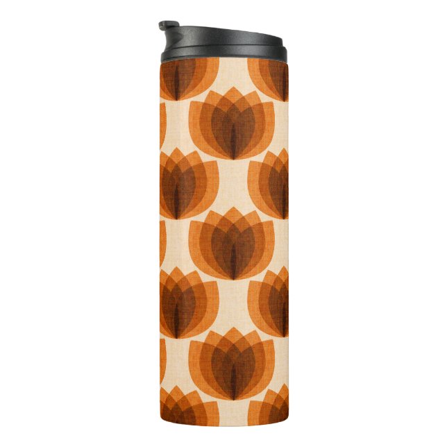 Retro orange tulip flowers thermal tumbler (Rotated Right)