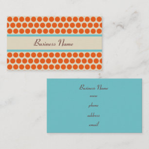 Retro Orange Turquoise Polka Dots Business Cards