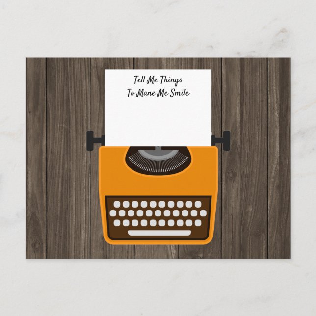 Retro Orange Typewriter Customisable Postcard (Front)