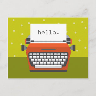 Retro Orange Typewriter Customisable Postcard