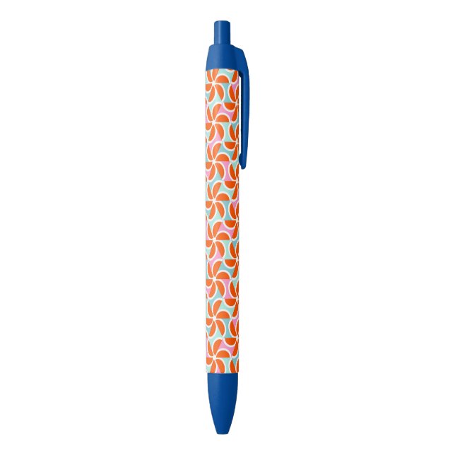 Retro Orange Wedge Pattern Black Ink Pen (Bottom (Vertical))