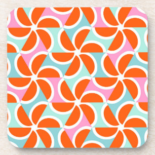 Retro Orange Wedge Pattern Coaster