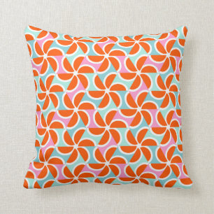 Retro Orange Wedge Pattern Cushion