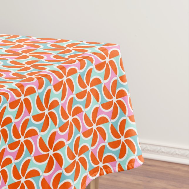Retro Orange Wedge Pattern Tablecloth (In Situ)