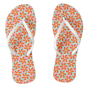 Retro Orange Wedge Pattern Thongs