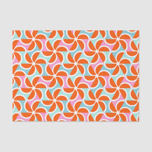Retro Orange Wedge Pattern Tissue Paper (Front)