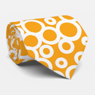 Retro Orange & White Polka Dot Patterns Tie