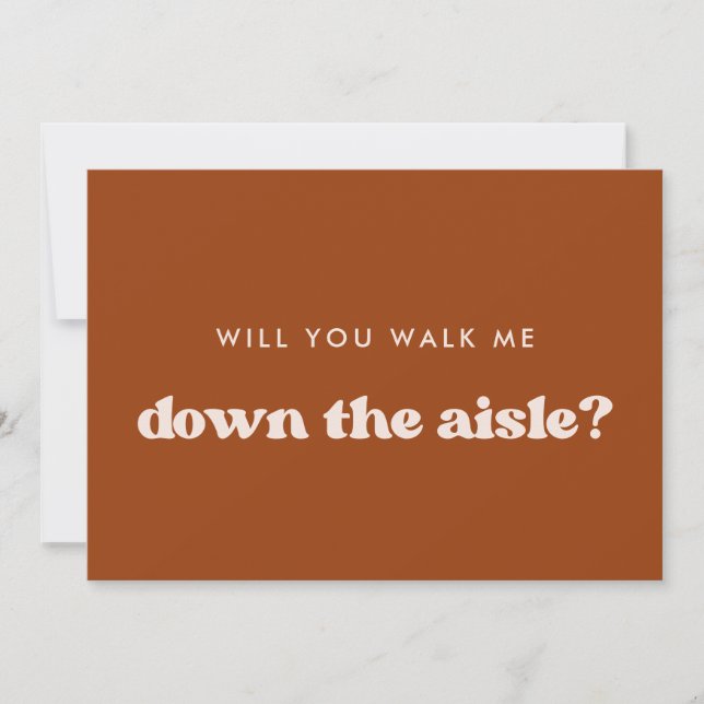 Retro Orange Will you walk me down the aisle Invitation (Front)