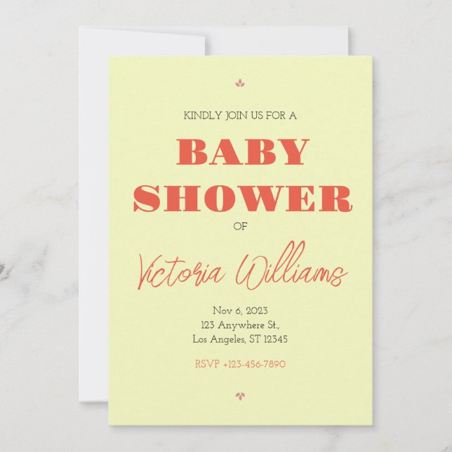 Retro Orange Yellow Baby Shower Invitation (Front)