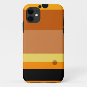 Retro Orange, Yellow, Black Stripes Seamless Dots iPhone 11 Case