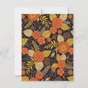 Retro Orange, Yellow & Navy Floral Card
