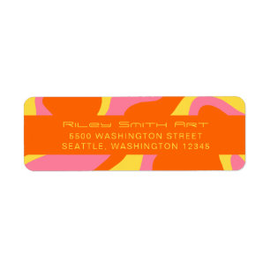 Retro Orange Yellow Pink Colourful Abstract Trendy Return Address Label