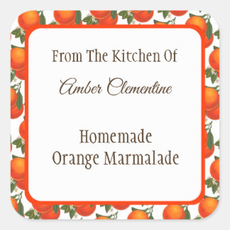 Retro Oranges Pattern Canning or Baking Stickers