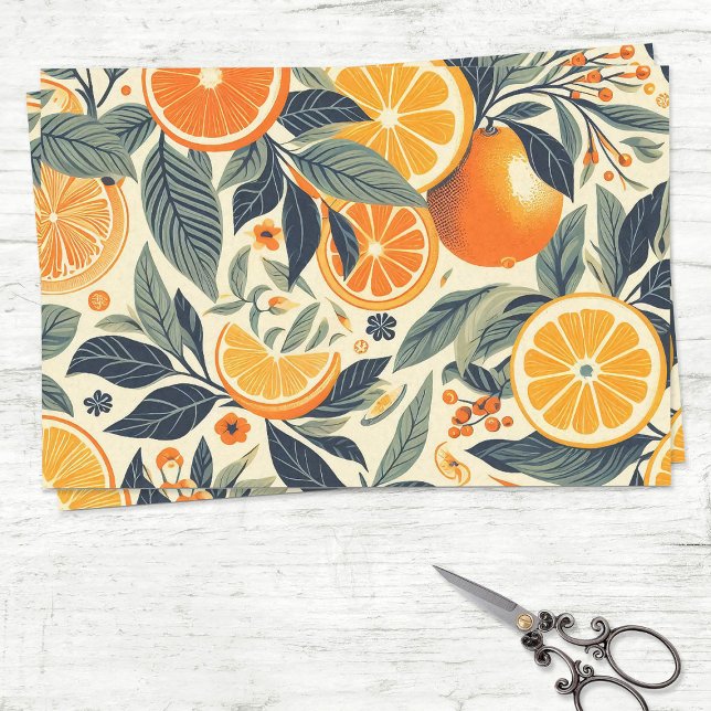 Retro Oranges Pattern Ephemera Decoupage Tissue Paper (Creator Uploaded)