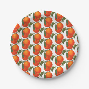 Retro Oranges Pattern Paper Plates