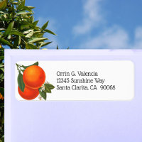 Retro Oranges with Flowers Editable Return Address