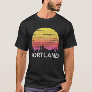 Retro Oregon Portland Skyline Vintage Urban Buildi T-Shirt