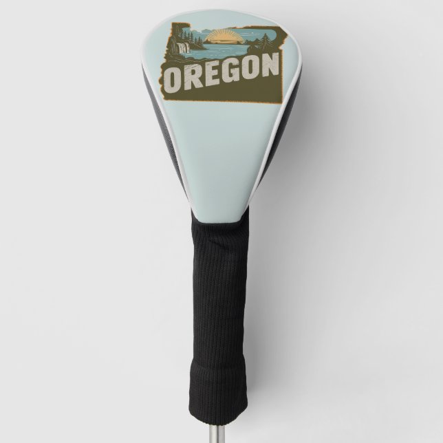 Retro Oregon Silhouette Golf Head Cover (Front)