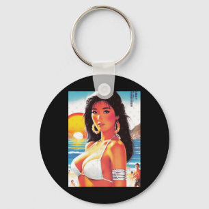 Retro Oriental Girl Sticker  Key Ring