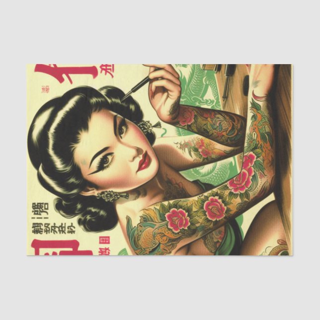 Retro Oriental Pin-up Tissue Paper (Front)