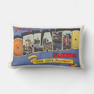 Retro Orlando Postcard Greeting Throw Pillow