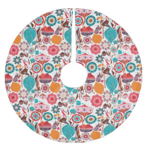 Retro Ornament Brushed Polyester Tree Skirt