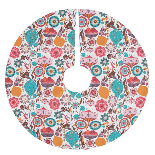 Retro Ornament Brushed Polyester Tree Skirt (Front)