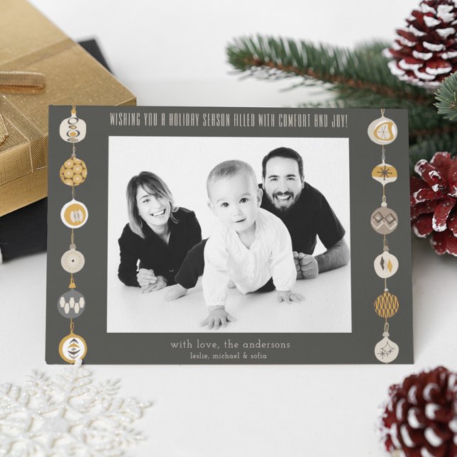 Retro Ornament Photo Christmas Holiday Card (Creator Uploaded)