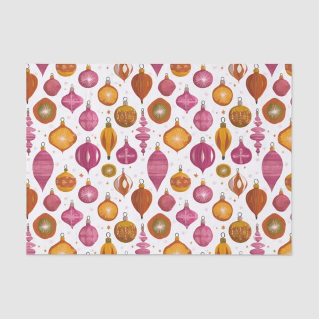 Retro Ornaments Christmas Tissue Paper (Front)