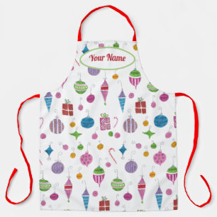 Retro Ornaments Cute Hand-Illustrated Personalised Apron