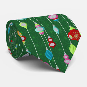 Retro Ornaments Green Christmas Tie