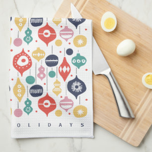 Retro Ornaments Tea Towel