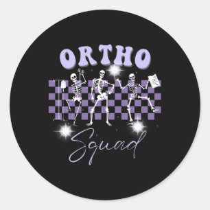 Retro Ortho Squad Dancing Skeleton Orthopaedic Nur Classic Round Sticker