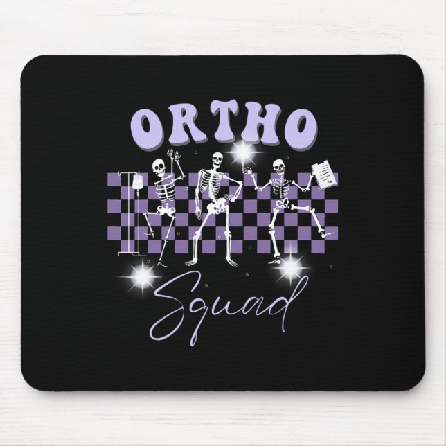 Retro Ortho Squad Dancing Skeleton Orthopaedic Nur Mouse Pad (Front)